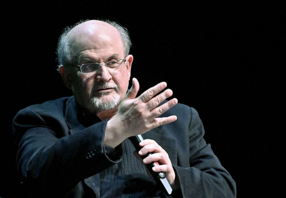 PHOTO: Salman Rushdie speaks as he presents his book "Quichotte" at the Volkstheater in Vienna, Austria, Nov. 16, 2019. 