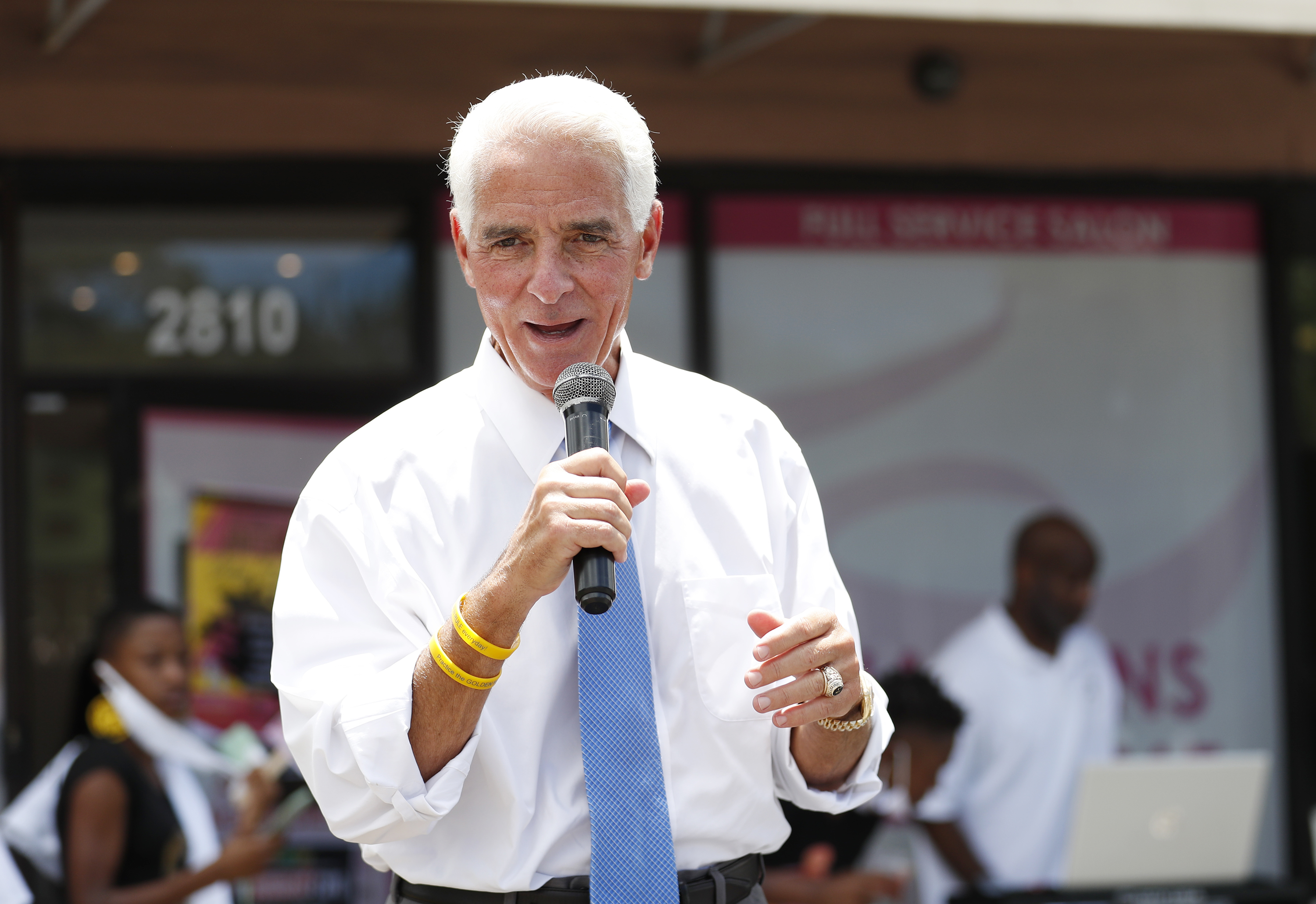 ST. PETERSBURG, FL - JUNE 19: Rep. Charlie Crist (D-FL) greets attendees during Black Lives Matters Business Expo on June 19, 2020 in St. Petersburg, Florida. The St. Petersburg Black Lives Matters group organized the Juneteenth celebration event which featured black-owned businesses from around the Tampa Bay area. (Photo by Octavio Jones/Getty Images)