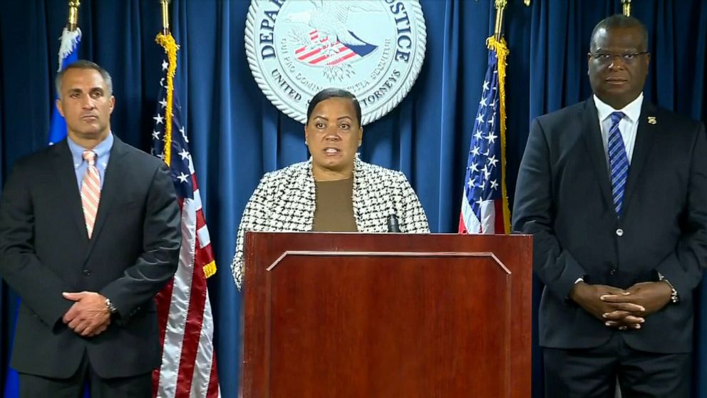 PHOTO: Massachusetts U.S. Attorney Rachael Rollins gives a press briefing on Sept. 15, 2022.