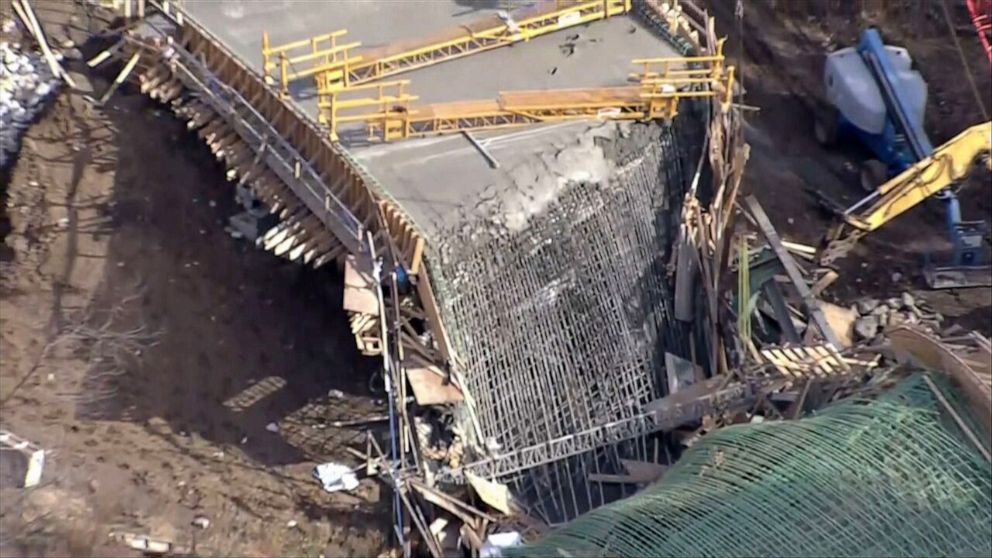 PHOTO: Authorities said one person is dead after a bridge that was under construction near Kansas City, Missouri, collapsed, Oct. 26, 2022. 