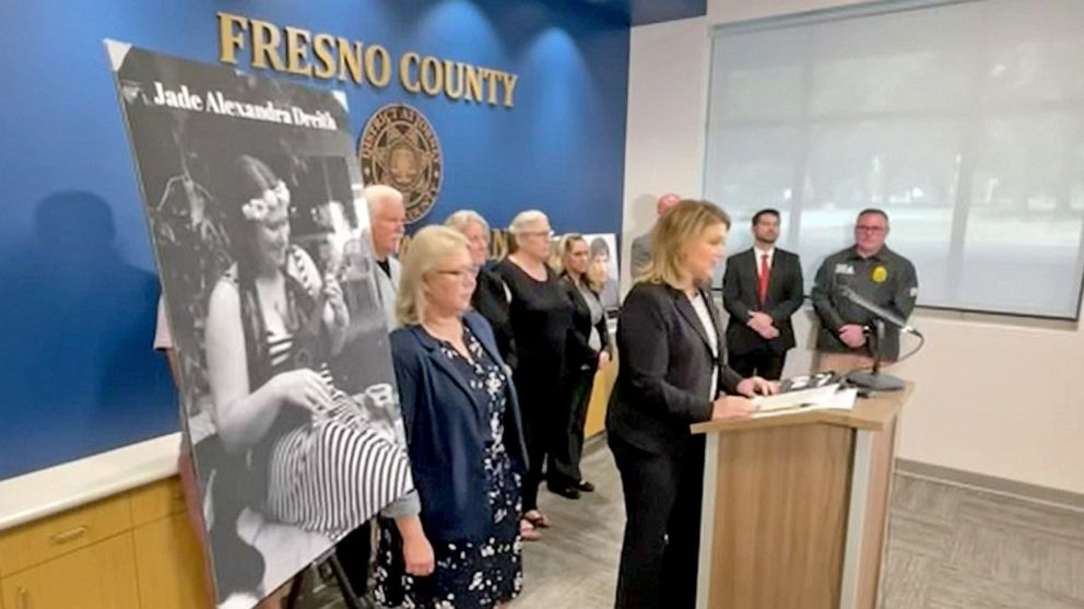 PHOTO: Fresno County District Attorney Lisa Smittcamp speaks to the press on Oct. 19, 2022, in Fresno, Calif., as a suspected drug dealer has been charged with murder after Jade Dreith's fentanyl-related death.