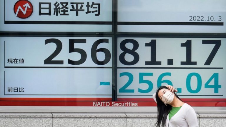 Asian shares mostly lower as recession fears deepen