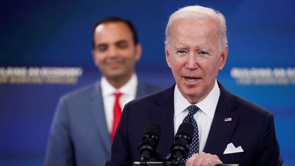 PHOTO: President Joe Biden delivers remarks on the U.S. economy from an auditorium on the White House campus in Washington, October 26, 2022.