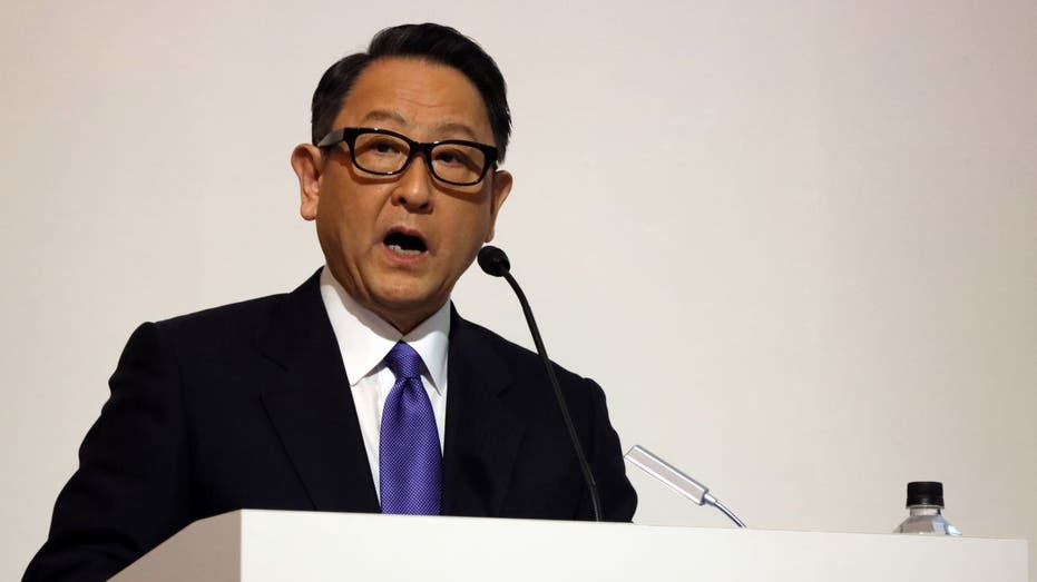 Toyota's President Akio Toyoda delivers speech