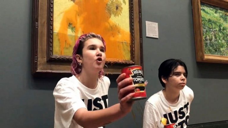 Climate protesters throw soup on Van Gogh’s ‘Sunflowers’