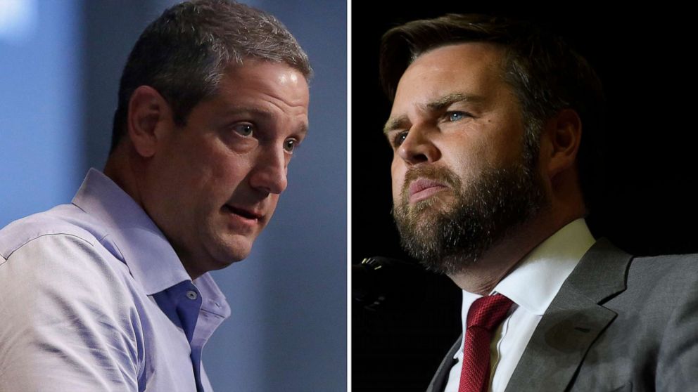 PHOTO: Democratic Rep. Tim Ryan and Republican candidate J.D. Vance, of Ohio are pictured in composited file images.