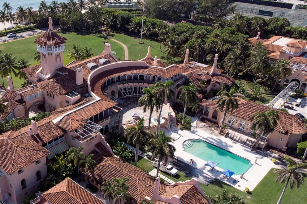 PHOTO: An aerial view of former President Donald Trump's Mar-a-Lago home after Trump said that FBI agents searched it, in Palm Beach, Fla., Aug. 15, 2022.