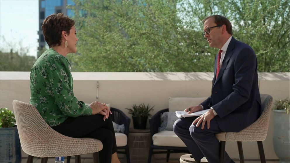 PHOTO: Arizona GOP candidate for Governor, Kari Lake, is shown during an interview with Jon Karl for GMA3 and "This Week."