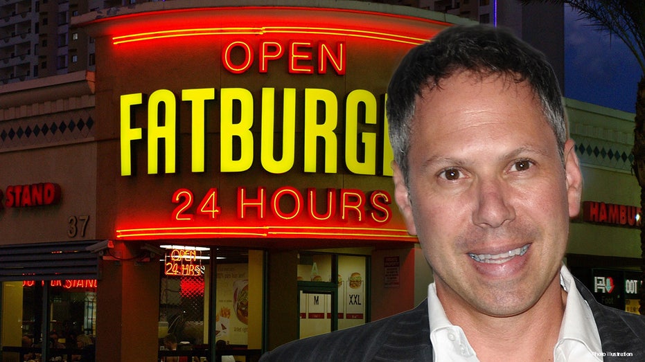 Andy Wiederhorn with Fatburger logo