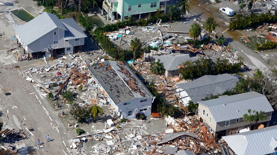 Aerial shot of debris from Hurricane Ian