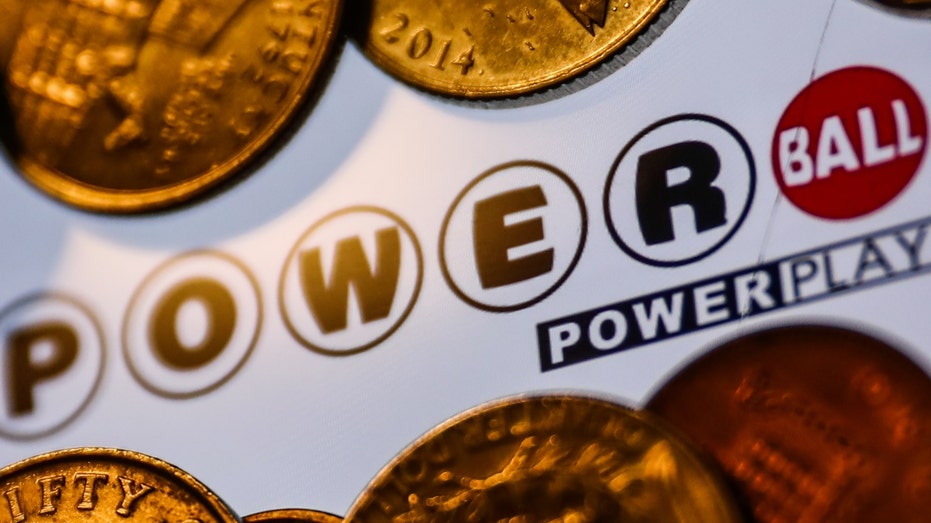 Powerball logo with pennies around it