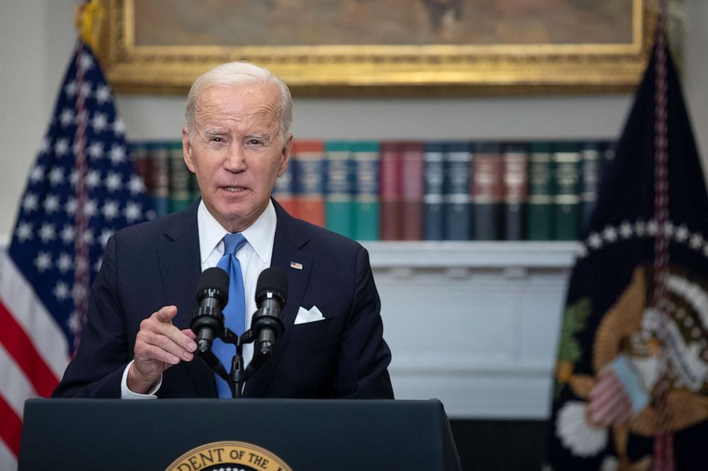 PHOTO: President Joe Biden speaks in the Roosevelt Room at the White House, in Washington, D.C., on Sept. 30, 2022.