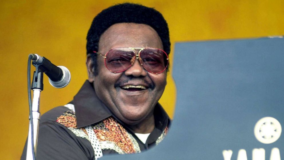 PHOTO: Fats Domino performs on the opening night of the 2003 New Orleans Jazzfest, Apr. 26, 2003. 