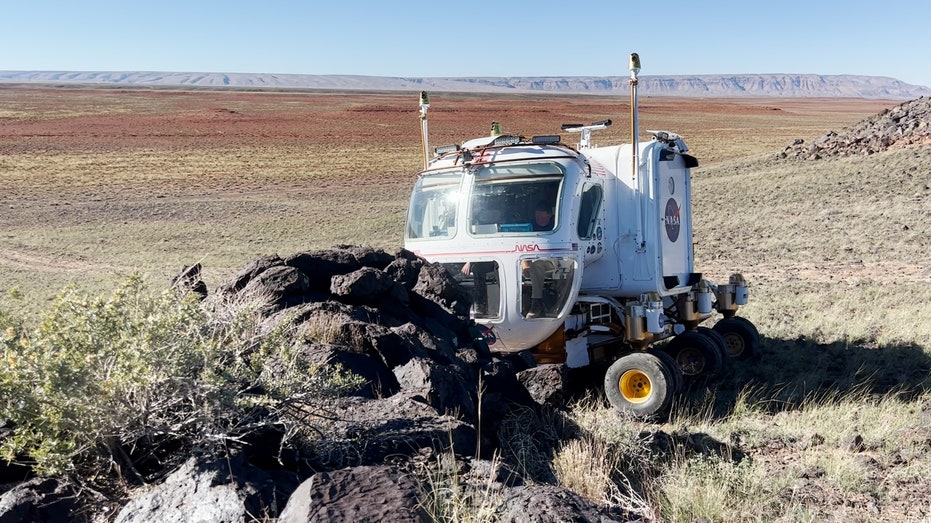 NASA moon rover prototype rolls over mounds of rocks