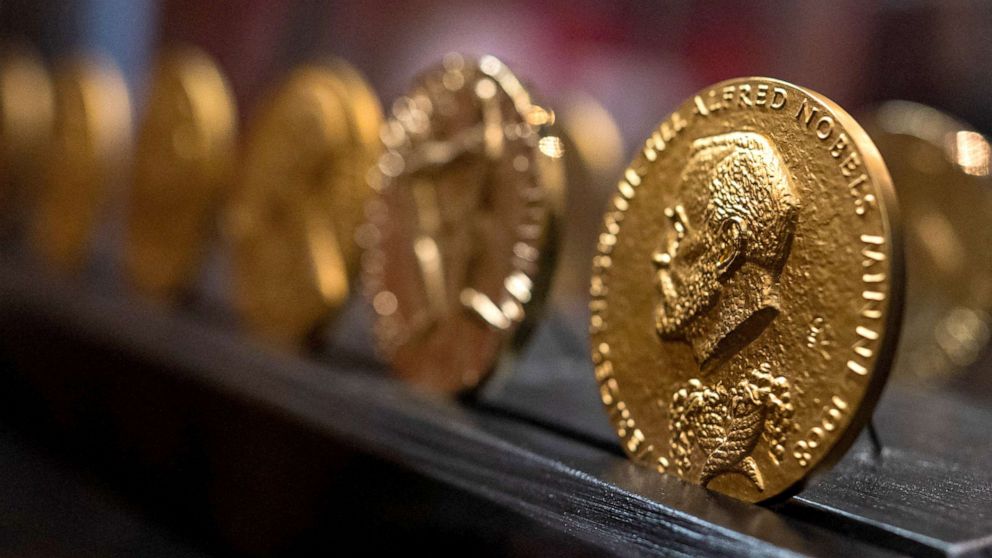 PHOTO: Nobel medals are displayed at the laboratory of Alfred Nobel, where powder trials and experiments with artificial rubber and synthetic threads were carried out, in Karlskoga, Sweden, Sept. 16, 2021.