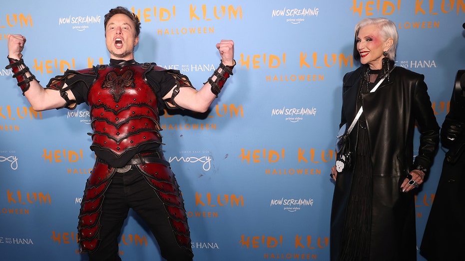 Elon Musk with his mom Maye at Halloween party