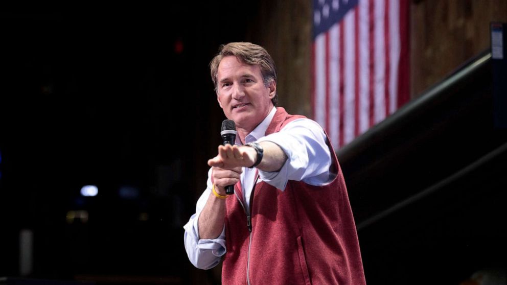 PHOTO: Virginia Gov. Glenn Youngkin speaks during a campaign rally for Gov. Kristi Noem, Nov. 2, 2022 in Sioux Falls, S.D.