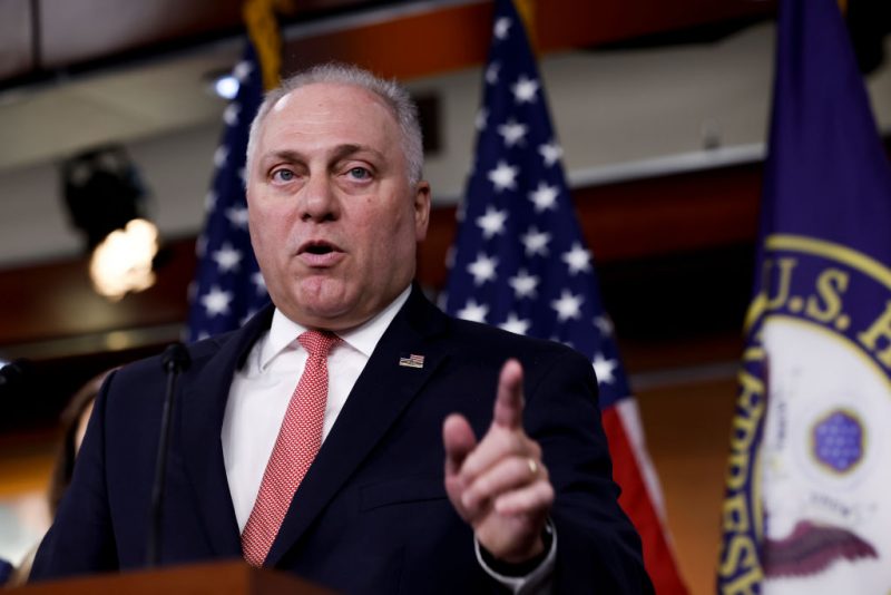 House Republican Whip Steve Scalise (R-LA) speaks at a press conference following their weekly caucus meeting in the U.S. Capitol Building on July 19, 2022 in Washington, DC. During the press conference the Republican House Members spoke about U.S. President Joe Biden's domestic agenda and the President's recent trip to the Middle East. (Photo by Anna Moneymaker/Getty Images)