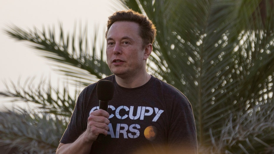 Elon Musk wearing a t-shirt and speaking