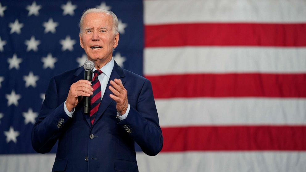 PHOTO: President Joe Biden speaks at a campaign event in support of Rep. Mike Levin, D-Calif., Nov. 3, 2022, in San Diego.