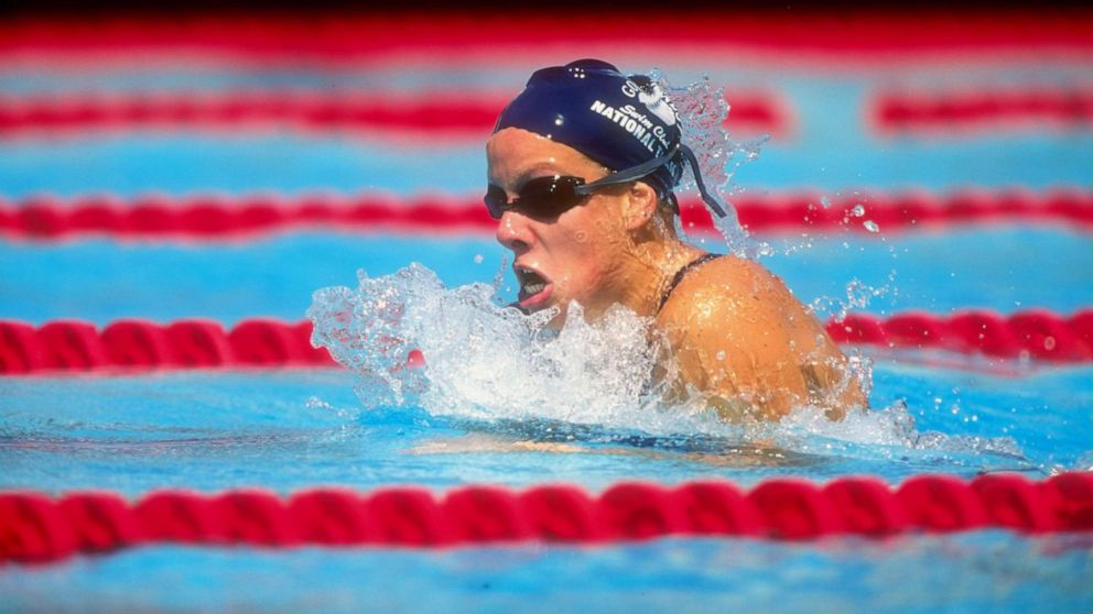 PHOTO: Jamie Cail swims during the Phillips 66 National Championships at the Clovis Swim Complex in Clovis, Calif., August 13, 1998.