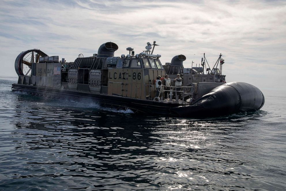 PHOTO: Sailors assigned to Assault Craft Unit (ACU) Four operate landing craft air cushions (LCAC) during recovery efforts of a high-altitude balloon in the Atlantic Ocean, Feb. 8, 2023.