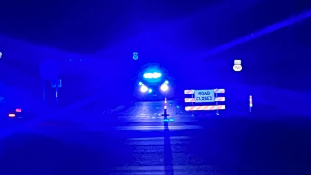 PHOTO: An emergency vehicle is seen on near the site where two U.S. Army Black Hawk helicopters crashed on Wednesday, March 29, in Trigg County, Kentucky.