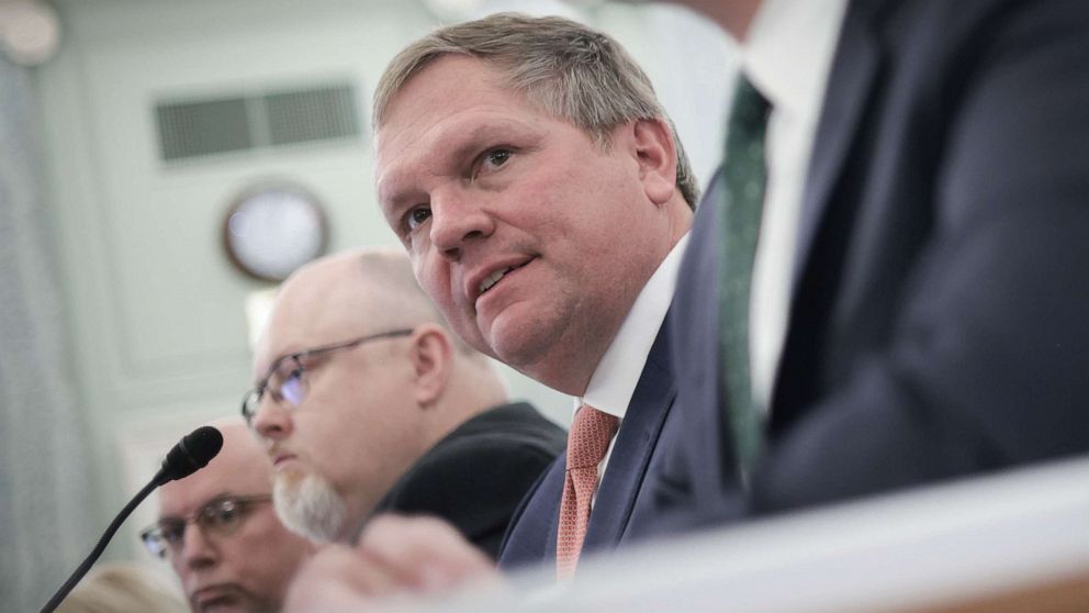 PHOTO: Alan Shaw, CEO of Norfolk Southern, testifies before the Senate Commerce, Science, and Transportation Committee, Mar. 22, 2023, in Washington.