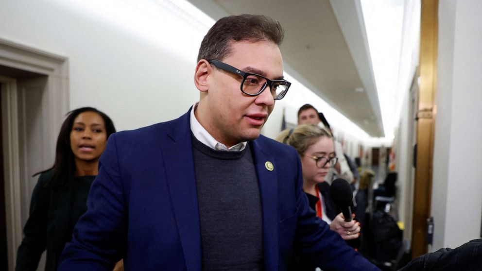 PHOTO: Representative George Santos leaves his office on Capitol Hill in Washington, Jan. 31, 2023.