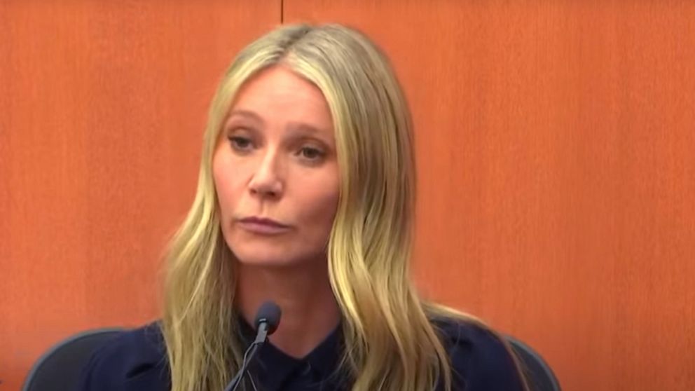 PHOTO: Gwyneth Paltrow takes the stand during her ski crash trial on March 24, 2023.