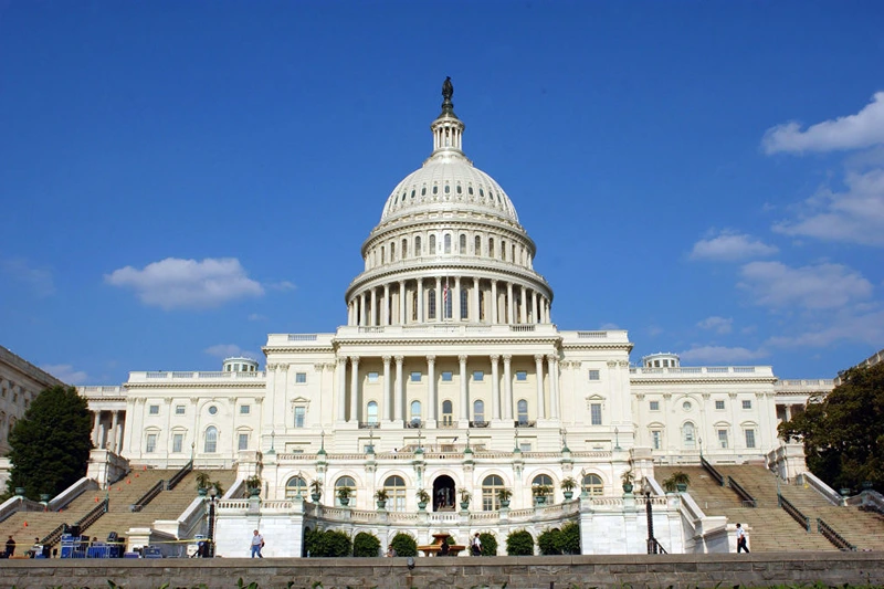 The U.S. Capitol is shown June 5, 2003 in Washington, DC. Both houses of the U.S. Congress, the U.S. Senate and the U.S. House of Representatives meet in the Capitol. (Photo by Stefan Zaklin/Getty Images)