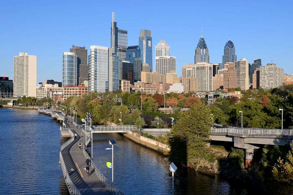PHOTO: View on the Center City skyline as seen from the South Street Bridge, in Philadelphia, Oct. 23, 2019.