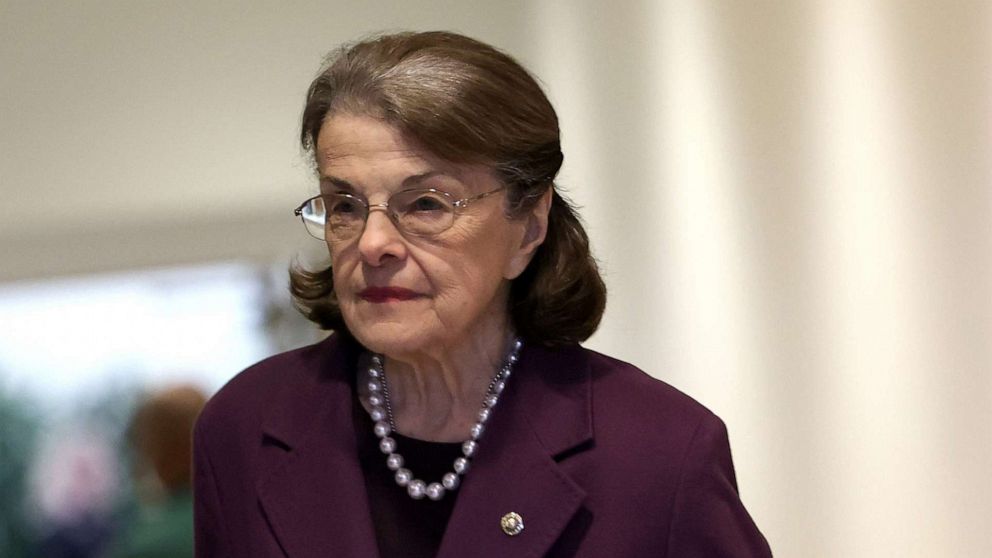 PHOTO: Sen. Dianne Feinstein arrives for a Senate briefing on China at the U.S Capitol on Feb. 15, 2023, in Washington, D.C.