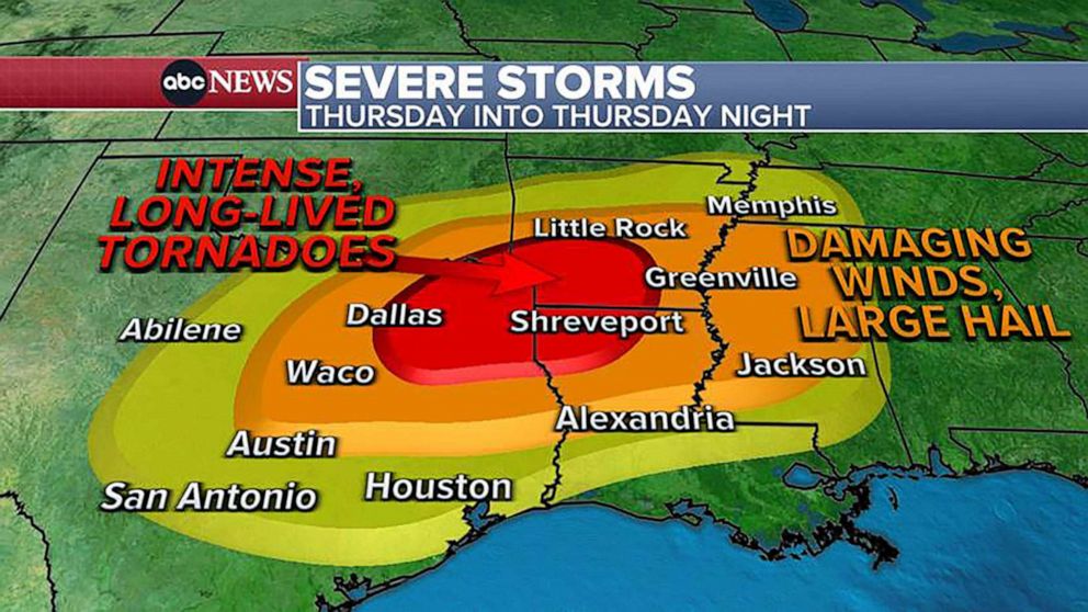 PHOTO: Thursday's forecast for severe weather outbreak