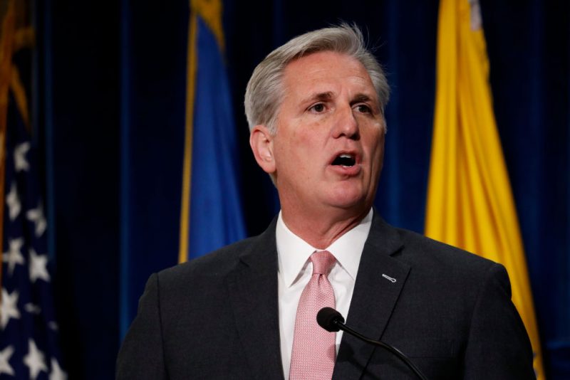 WASHINGTON, DC - January 18: House Majority Leader Kevin McCarthy speaks at a news conference announcing a new division on Conscience and Religious Freedom at the Department of Health and Human Services January 18, 2018 in Washington, DC. The new division, part of the department's Office of Civil Rights, will aide medical professionals who object to certain procedures on religious grounds. (Photo by Aaron P. Bernstein/Getty Images)