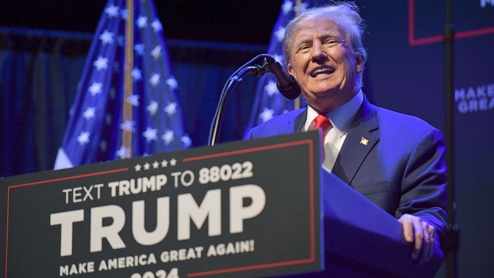 PHOTO: Former President Donald Trump speaks at a campaign event, March 13, 2023, in Davenport, Iowa.