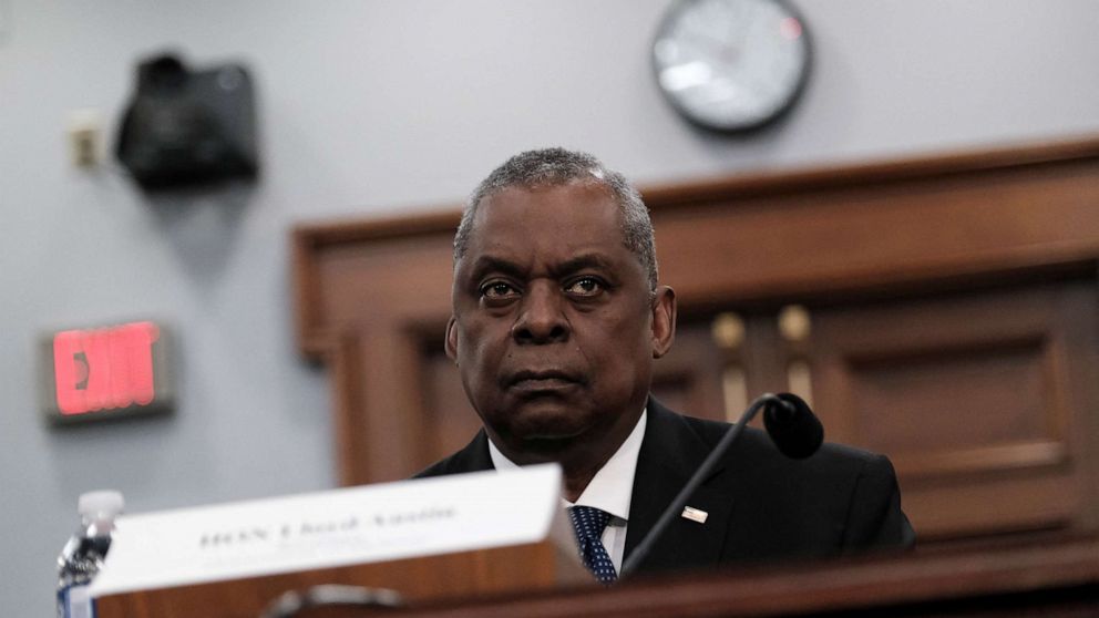 PHOTO: U.S. Defense Secretary Lloyd Austin attends a U.S. House Appropriations Defense Subcommittee hearing on President Biden's proposed budget request for the Department of Defense, on Capitol Hill in Washington, U.S., March 23, 2023.