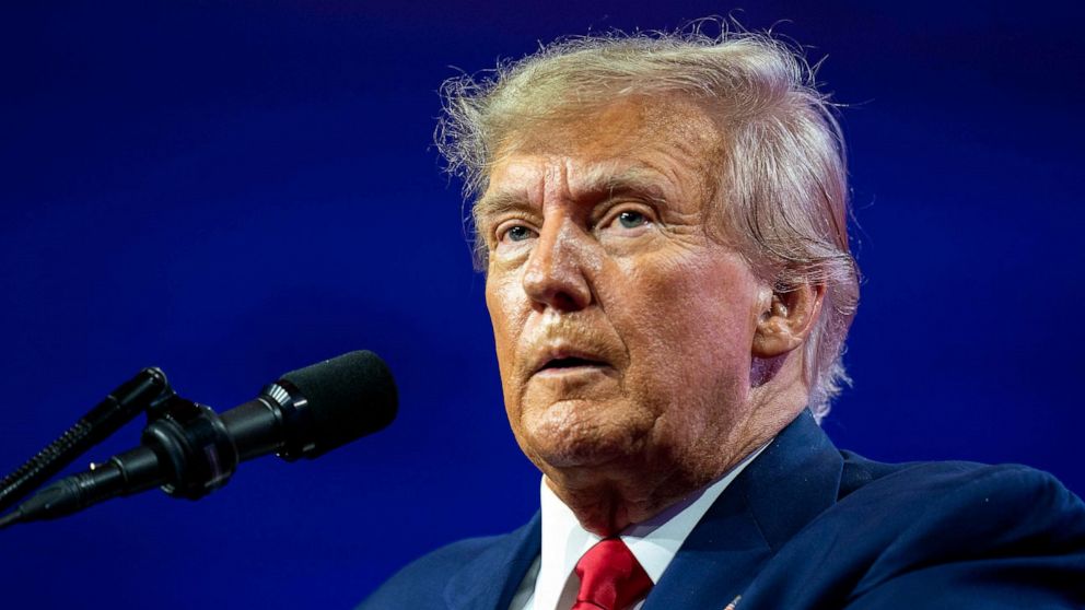 PHOTO: FILE - Former President Donald Trump speaks at an event, March 4, 2023, at National Harbor in Oxon Hill, Md.