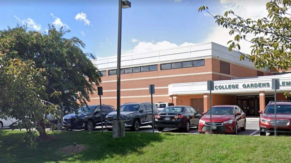 PHOTO: Three children have been hospitalized after falling sick when they found and ingested a container of what they thought to be candy at College Gardens Elementary School in Rockville, Maryland, on Monday, April 17, 2023.