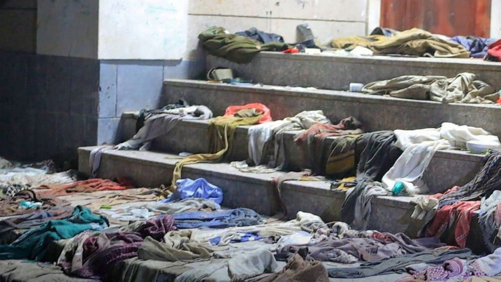 PHOTO: Clothes left behind after a stampede in Sanaa, Yemen, April 19, 2023.
