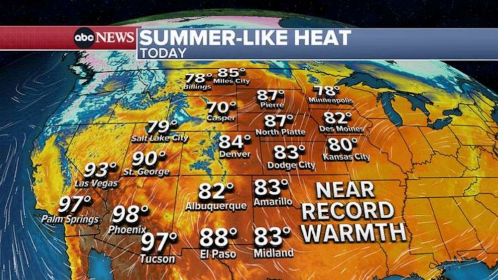PHOTO: Record temperatures are possible across the West on Tuesday.