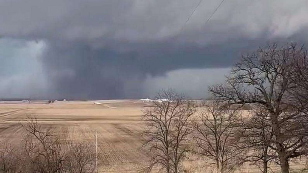 PHOTO: In this screen grab from a video posted on social media, a tornado is shown near Keota, Iowa, on March 31, 2023.