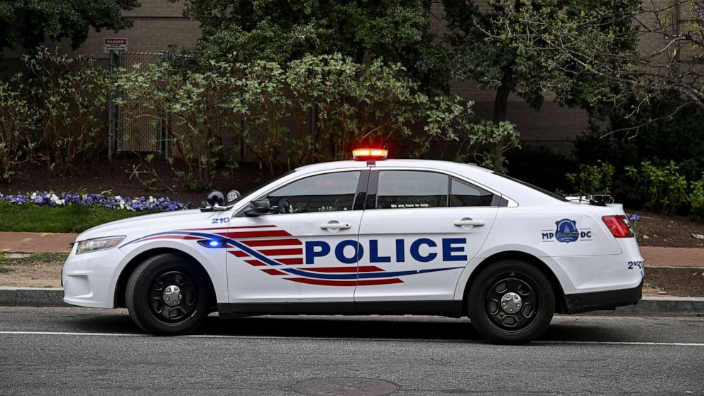 PHOTO: Police officers cordon off a scene in Washington DC, United States on April 07, 2023.