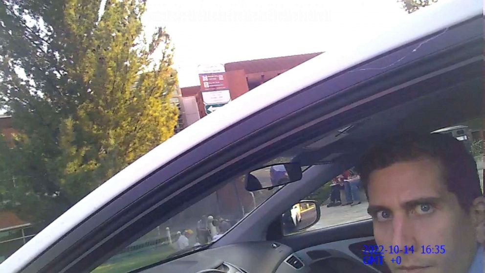 PHOTO: Body camera footage released by the Washington State University Police Department shows an officer pulling over Bryan Kohberger on campus in Pullman, Washington, on Oct. 14, 2022.