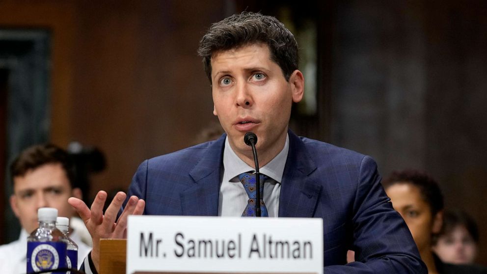 PHOTO: OpenAI CEO Sam Altman speaks before a Senate Judiciary Subcommittee on Privacy, Technology and the Law hearing on artificial intelligence, May 16, 2023, on Capitol Hill in Washington.