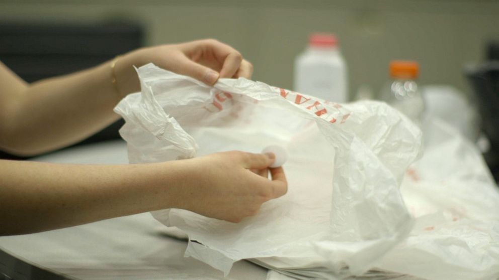 PHOTO: ABC News and ABC stations assembled bundles of recyclable plastic bags, each containing a metal tracking device super glued inside, then wrapped in several layers of bags, to determine if they are recycled.