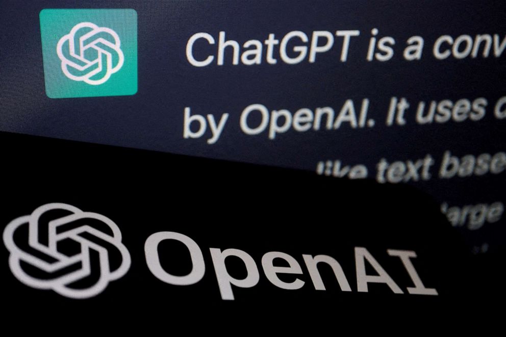 PHOTO: The logo of OpenAI is displayed near a response by its AI chatbot ChatGPT on its website, in this illustration picture, Feb. 9, 2023.