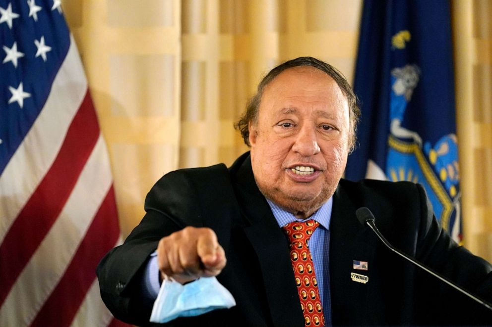 PHOTO: Businessman John Catsimatidis, the Gristedes grocery chain mogul, speaks at a news conference at the Women's Republican Club, Sept. 16, 2020, in New York.