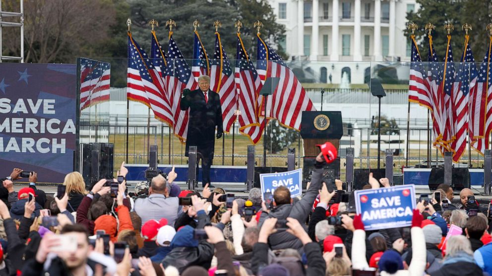 PHOTO: President Donald Trump arrives at the "Stop The Steal" Rally, Jan. 6, 2021, in Washington, D.C. 