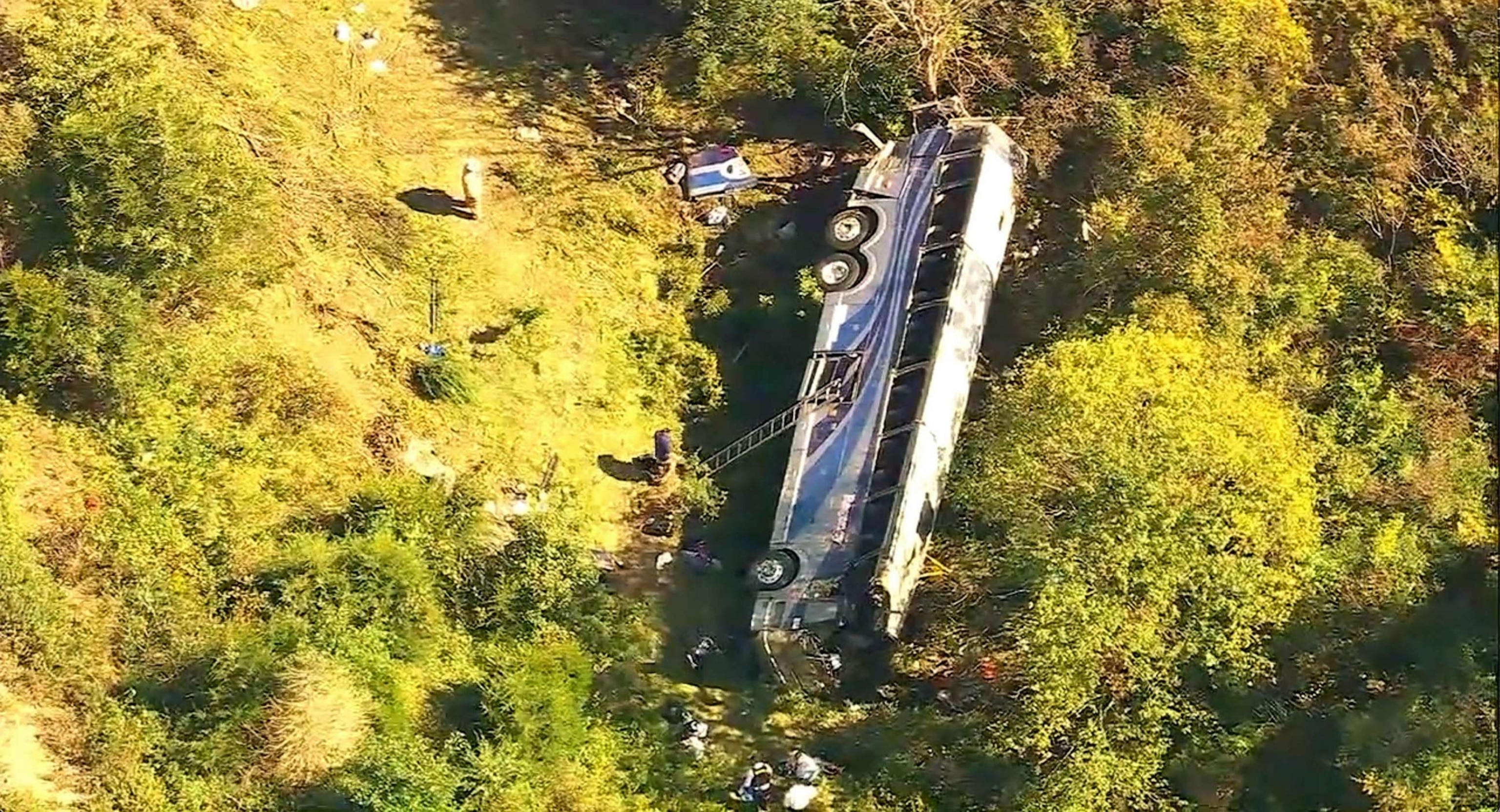 PHOTO: A bus rolled over and crashed in Orange County, New York.